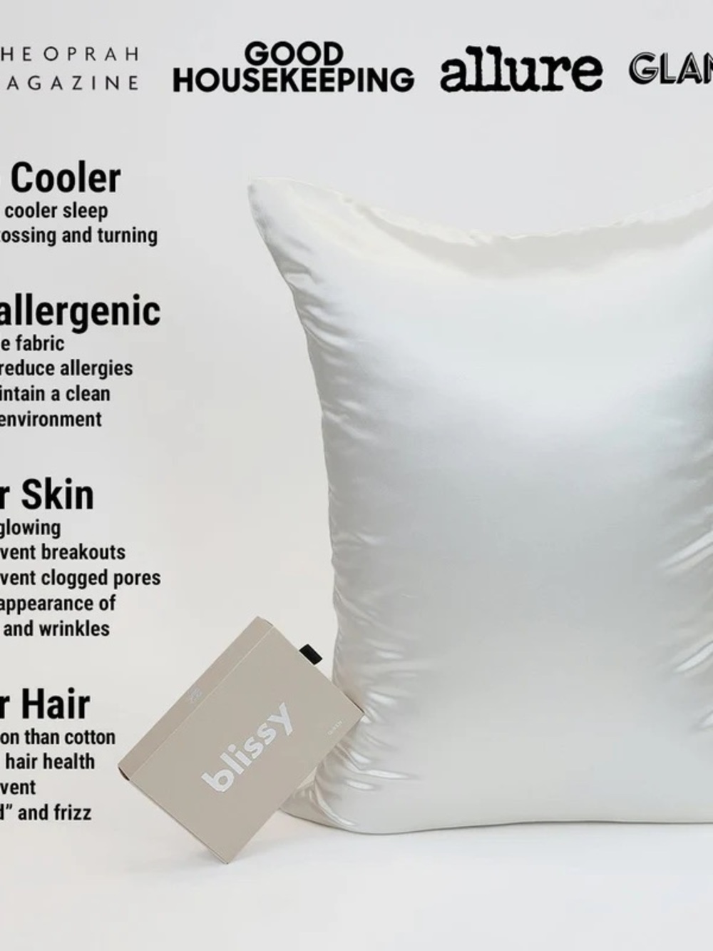 (2) Blissy 100% Silk Pillowcases in White, both brand new in box - Picture 4 of 5